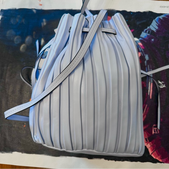 NWT Zara Pleated Drawstring Bucket Bag Periwinkle *See all Pics* - Picture 2 of 5